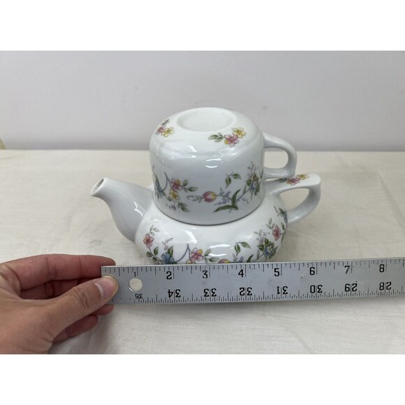 Vintage Andrea by‎ Sadek 3 pc Porcelain Teapot & Tea Cup Floral Made In Japan - Picture 7 of 9